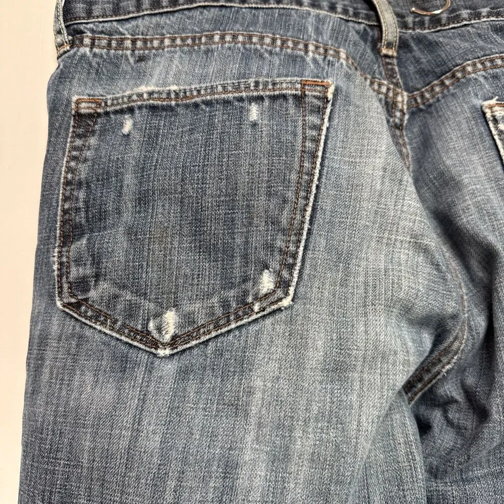 Banana Republic Mens Straight Fit Jeans Blue Distressed Denim Size 36 x 32